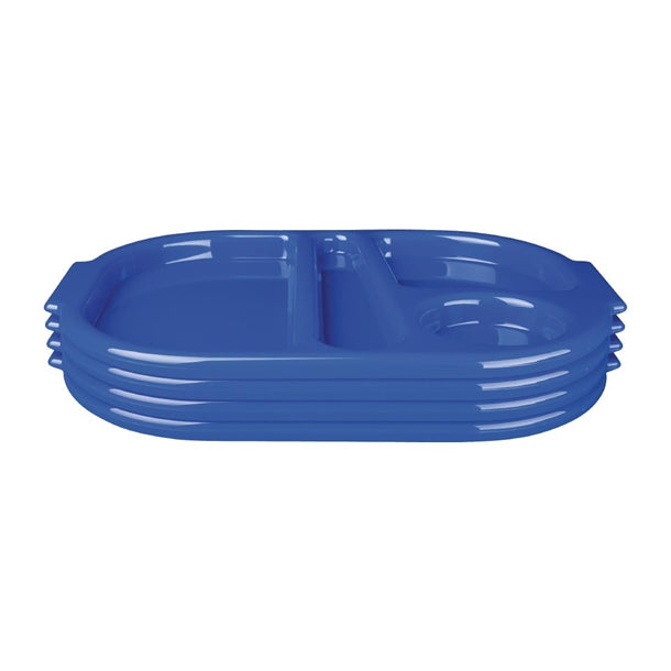 Olympia Kristallon Large Polypropylene Compartment Food Trays Blue 374mm u038
