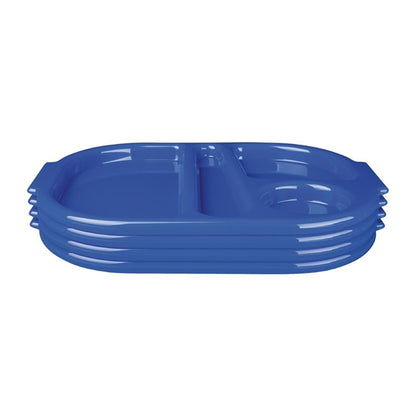 Olympia Kristallon Large Polypropylene Compartment Food Trays Blue 374mm u038