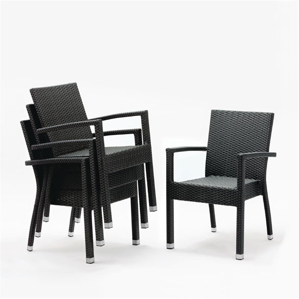 Bolero PE Wicker Armchairs Charcoal (4 Pack) dl477