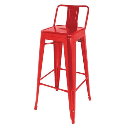 Bolero Bistro Steel High Stool With Backrest Red (4 Pack) dl872