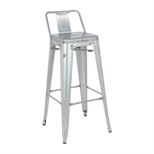 Bolero Bistro Galvanised Steel High Stool with Backrest (4 Pack) dl877