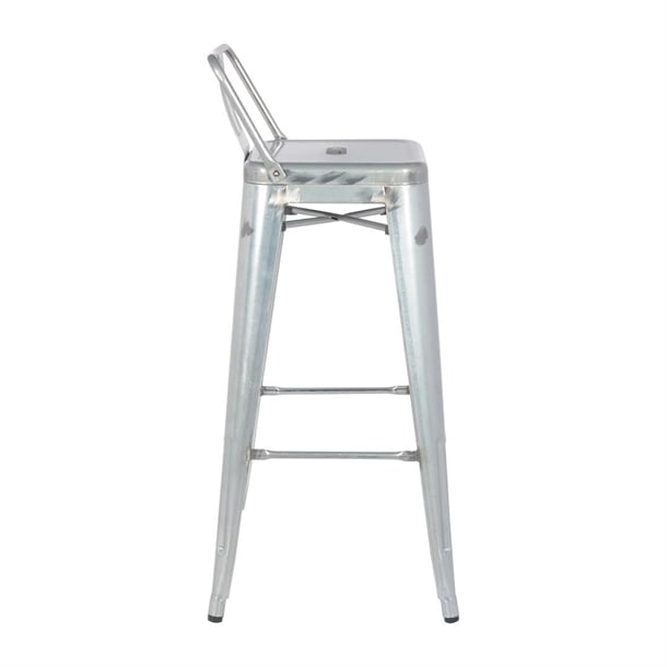 Bolero Bistro Galvanised Steel High Stool with Backrest (4 Pack) dl877