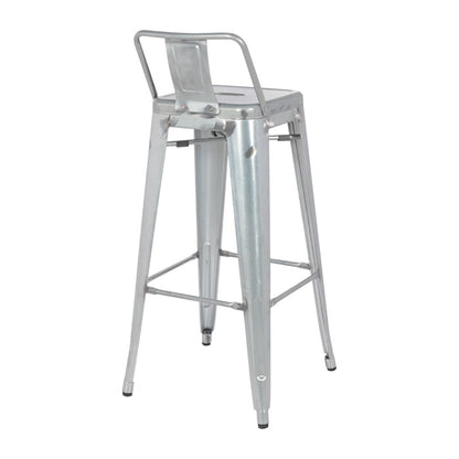 Bolero Bistro Galvanised Steel High Stool with Backrest (4 Pack) dl877
