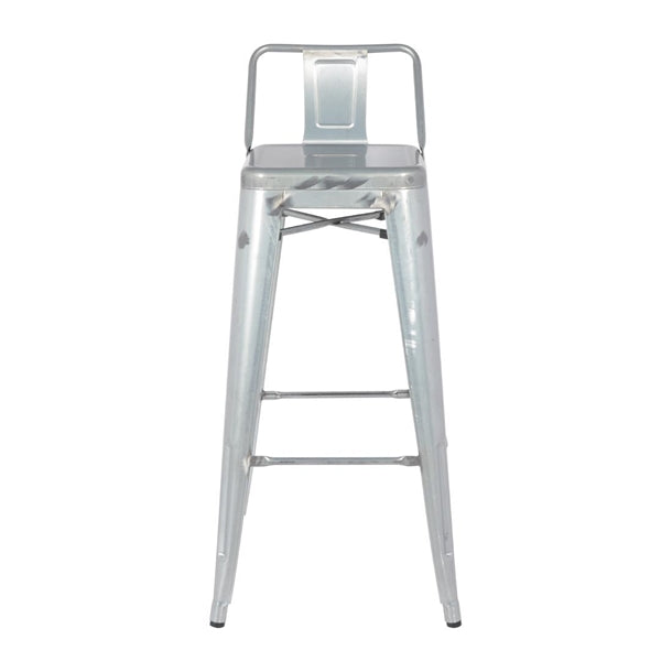 Bolero Bistro Galvanised Steel High Stool with Backrest (4 Pack) dl877