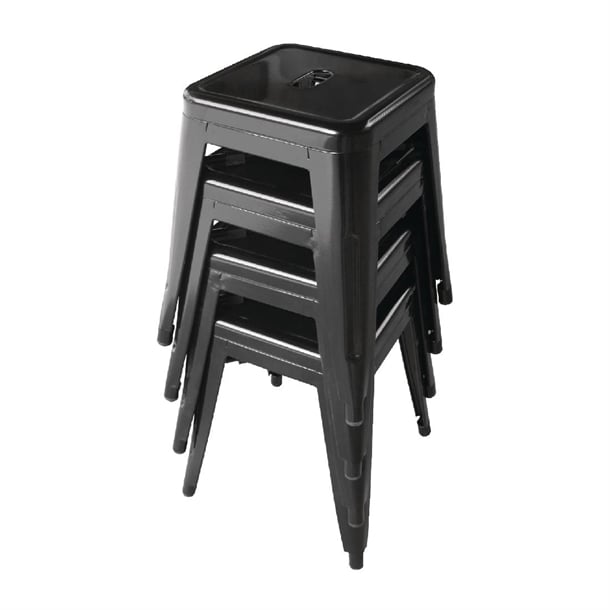 Bolero Bistro Steel Low Stool Black (4 Pack) dl880
