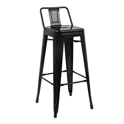 Bolero Bistro Steel High Stool with Backrest Black (4 Pack) dl882