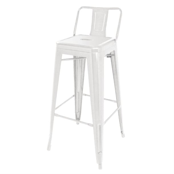 Bolero Bistro Steel High Stool With Backrest White (4 Pack) dl890