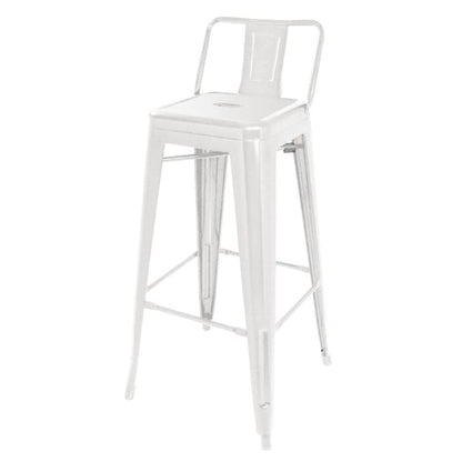 Bolero Bistro Steel High Stool With Backrest White (4 Pack) dl890