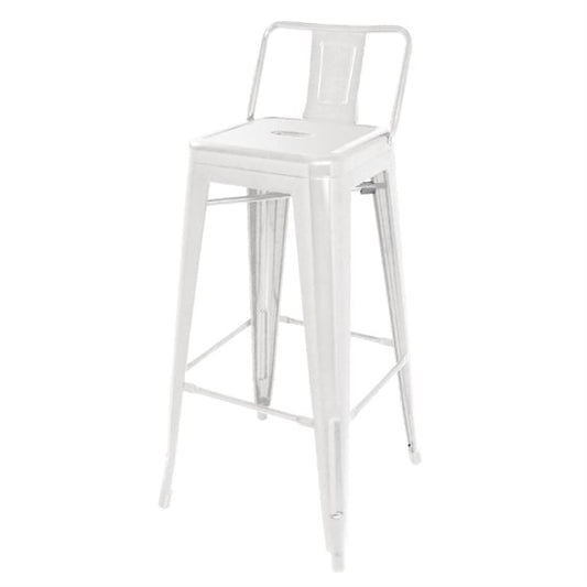 Bolero Bistro Steel High Stool With Backrest White (4 Pack) dl890