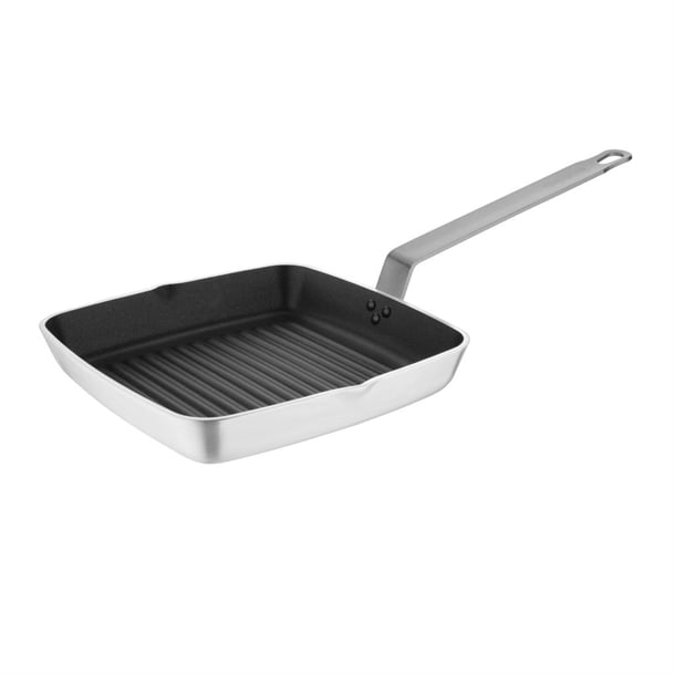 Vogue Aluminium Square Non-Stick Teflon Ribbed Skillet Pan 24cm dl942