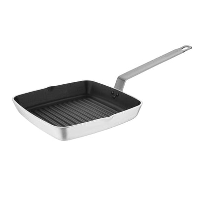 Vogue Aluminium Square Non-Stick Teflon Ribbed Skillet Pan 24cm dl942