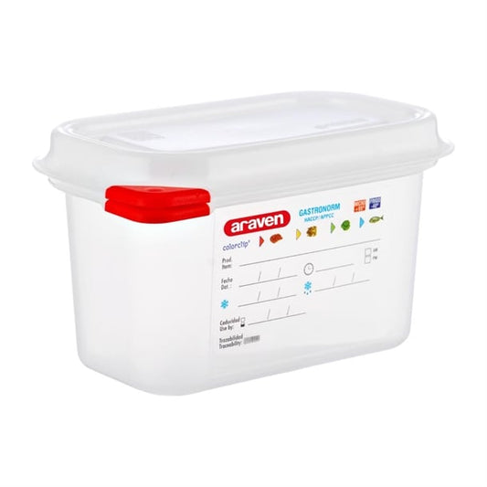 Araven Polypropylene 1/9 Gastronorm Food Storage Container 1Ltr (4 Pack) dl979