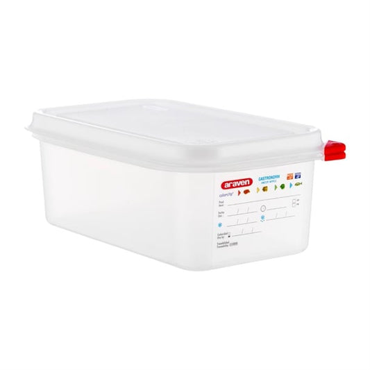 Araven Polypropylene 1/4 Gastronorm Food Containers 2.8Ltr (4 Pack) dl981
