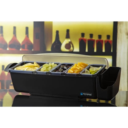 San Jamar  5 Tray Dome Condiment Dispenser Black dm113