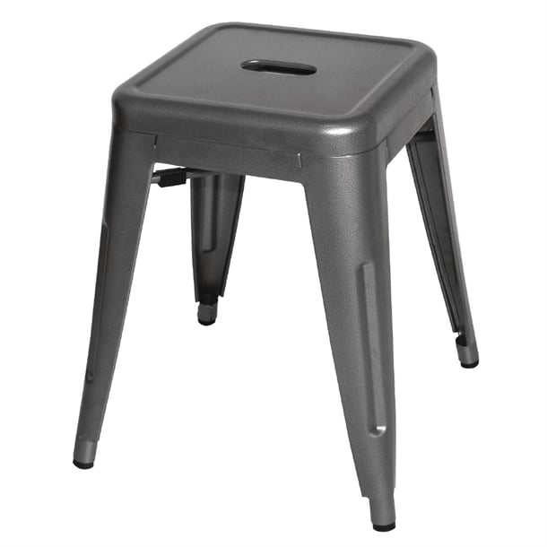 Bolero Bistro Steel Low Stool Gun Metal (4 Pack) dm933