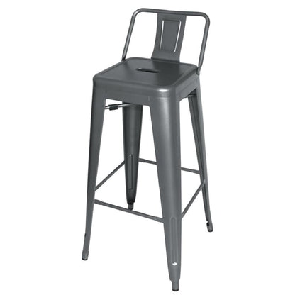Bolero Bistro High Stool With Backrest Gun Metal (4 Pack) dm935