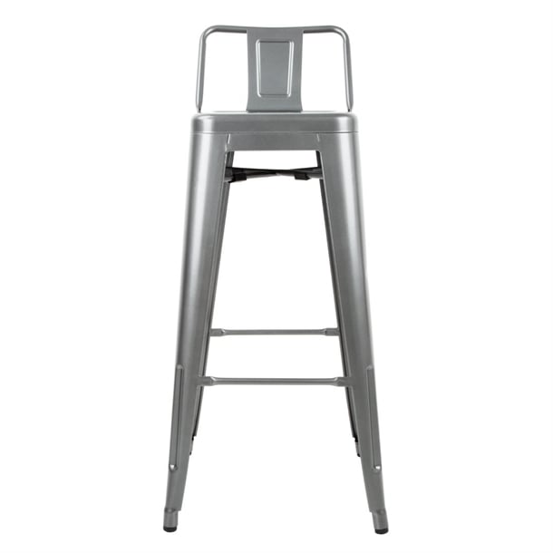 Bolero Bistro High Stool With Backrest Gun Metal (4 Pack) dm935