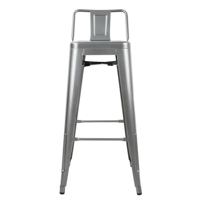 Bolero Bistro High Stool With Backrest Gun Metal (4 Pack) dm935