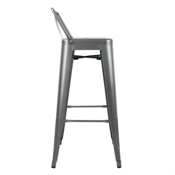 Bolero Bistro High Stool With Backrest Gun Metal (4 Pack) dm935