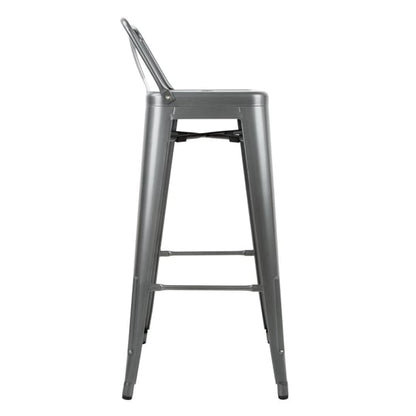 Bolero Bistro High Stool With Backrest Gun Metal (4 Pack) dm935