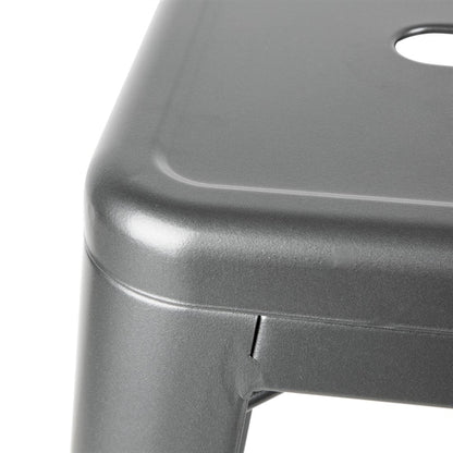 Bolero Bistro High Stool With Backrest Gun Metal (4 Pack) dm935