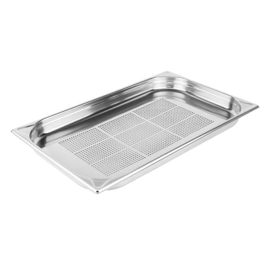 Vogue Stainless Steel Heavy Duty Perforated 1/1 Gastronorm Tray 40mm dm972
