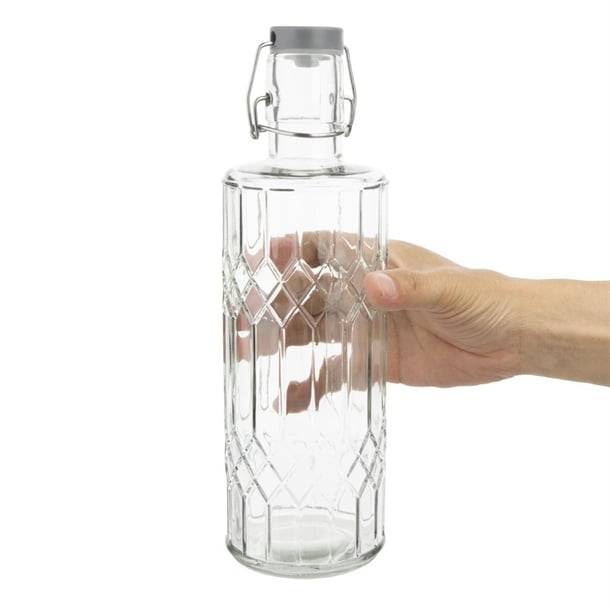 Olympia Geo Glasses Water Bottles with Stopper 1Ltr (6 Pack) dn816
