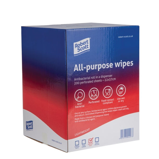 Robert Scott All-Purpose Antibacterial Cleaning Cloths Red (200 Pack) dn844