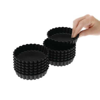 Matfer Bourgeat Exoglass Round Fluted Tartlet Mould 100mm (12 Pack) dn955