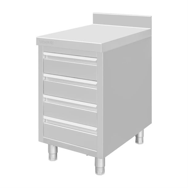 Vogue Stainless Steel 4 Drawer Workstation with 100mm Upstand dp276