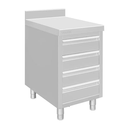 Vogue Stainless Steel 4 Drawer Workstation with 100mm Upstand dp276