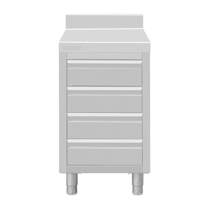 Vogue Stainless Steel 4 Drawer Workstation with 100mm Upstand dp276