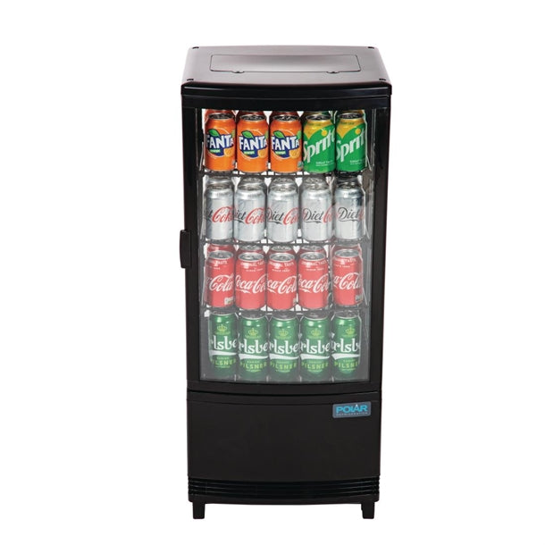Polar C-Series Energy Efficient Curved Door Display Fridge Black 86Ltr cx574