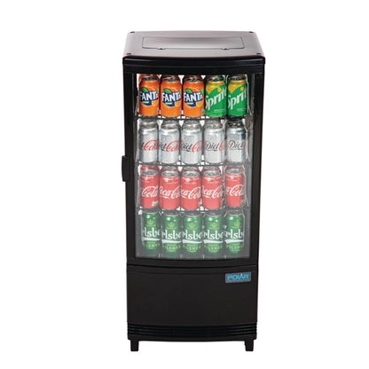 Polar C-Series Energy Efficient Curved Door Display Fridge Black 86Ltr cx574