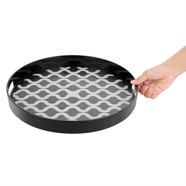 Olympia Kristallon PC Round Non Slip Tray With Handles 355mm dp665