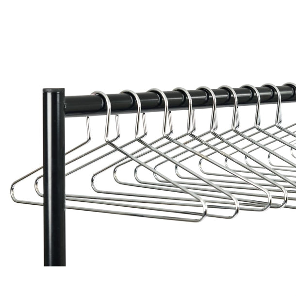 Black and Chrome Garment Rail with 25 Captive Steel Hangers dp709