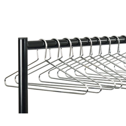 Black and Chrome Garment Rail with 25 Captive Steel Hangers dp709