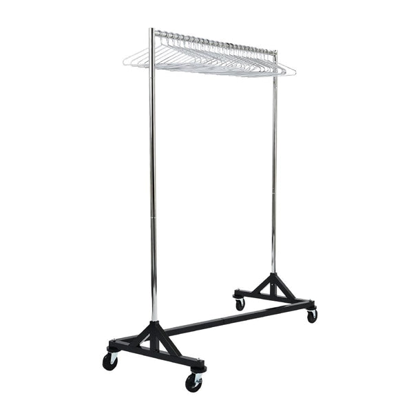 Black and Chrome Garment Rail with 25 Captive Steel Hangers dp709