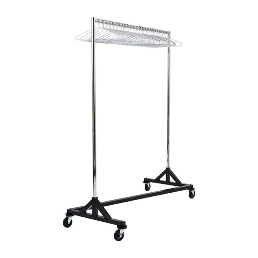 Black and Chrome Garment Rail with 25 Captive Steel Hangers dp709