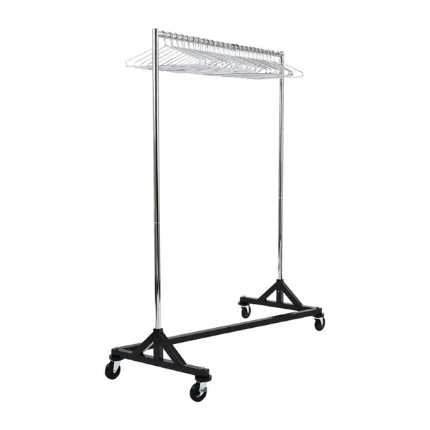Black and Chrome Garment Rail with 25 Captive Steel Hangers dp709