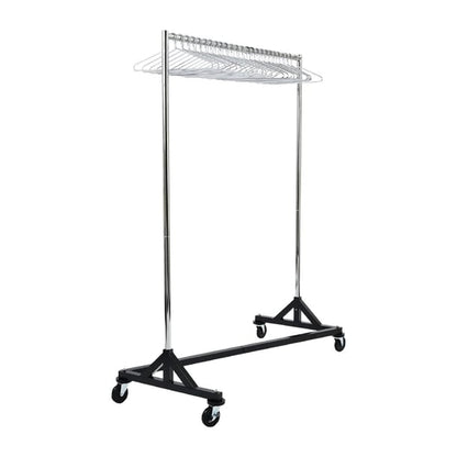 Black and Chrome Garment Rail with 25 Captive Steel Hangers dp709