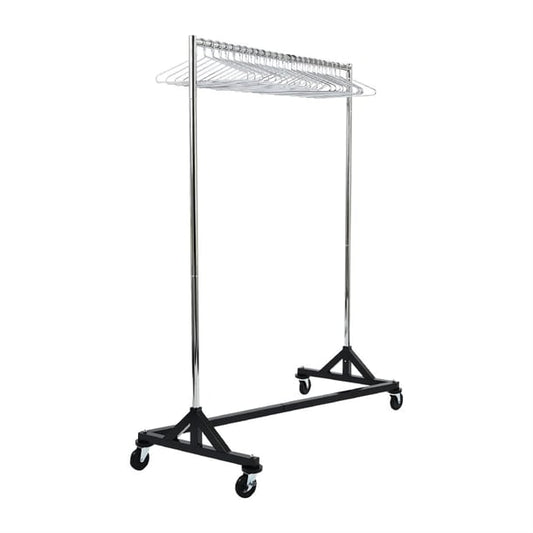 Black and Chrome Garment Rail with 25 Captive Steel Hangers dp709