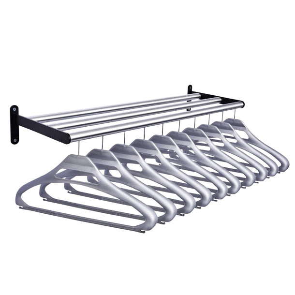Wall Fixing Coat Rack with 10 Grey Hangers dp714