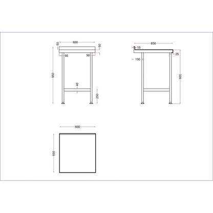 Vogue Stainless Steel Wall Table with Upstand 650(D)mm p_dr029