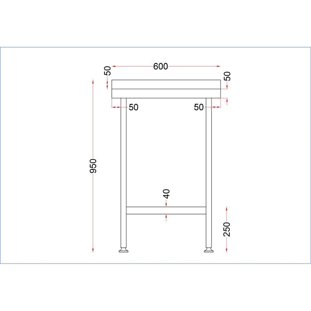 Vogue Stainless Steel Wall Table with Upstand 650(D)mm p_dr029