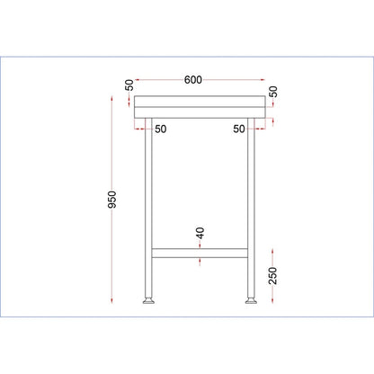 Vogue Stainless Steel Wall Table with Upstand 650(D)mm p_dr029