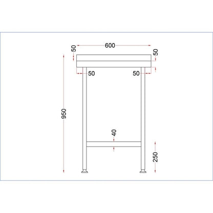 Vogue Stainless Steel Wall Table with Upstand 650(D)mm p_dr029