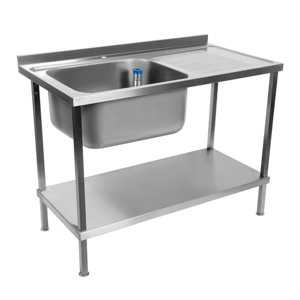 Vogue Fully Assembled Stainless Steel Sink Right Hand Drainer 1500mm dr390
