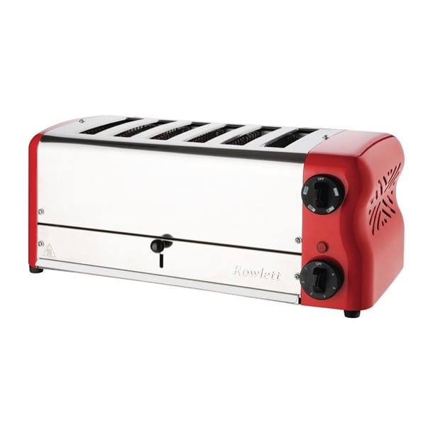 Rowlett Esprit 6 Slot Toaster Traffic Red w/2x Additional Elements & Sandwich Cage ch188