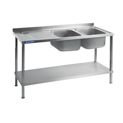 Vogue Fully Assembled Stainless Steel Sink Left Hand Drainer 1500mm dr391